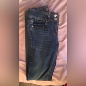 Dark Blue Mid Rise Denim Flare Jeans